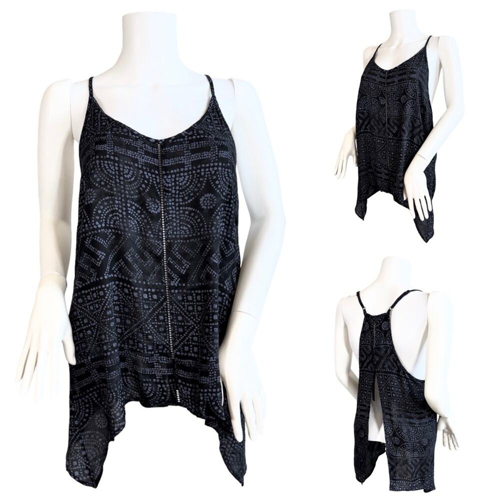Boutique Brand Blue & Black Print Open Back Tank SZ M $43